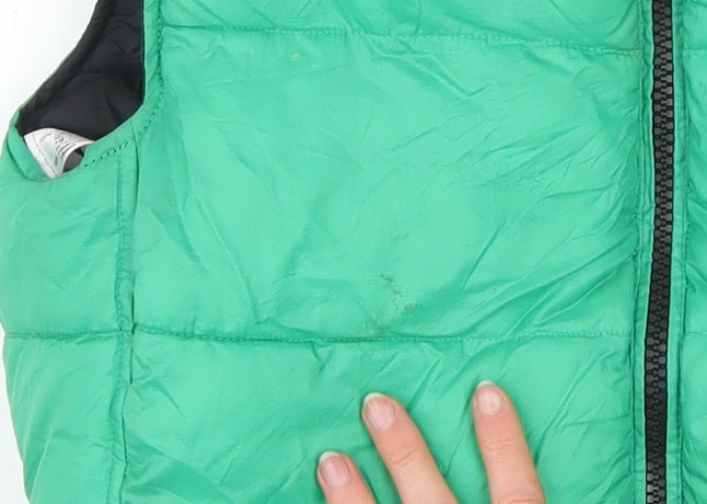 Zara Womens Green XS Puffer Sleeveless Waistcoat