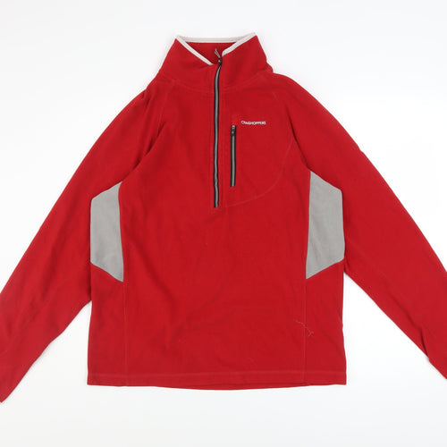 Craghoppers Men's Red Fleece Sweatshirt L 1/4 Zip Outdoor Pullover