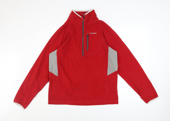 Craghoppers Men's Red Fleece Sweatshirt L 1/4 Zip Outdoor Pullover