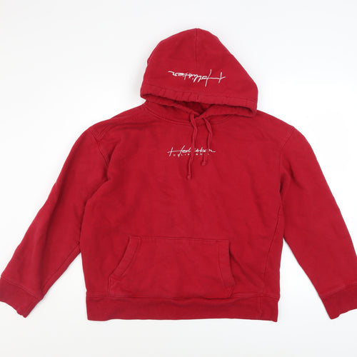 Hollister Women Red Pullover Hoodie Medium Cotton Blend Casual