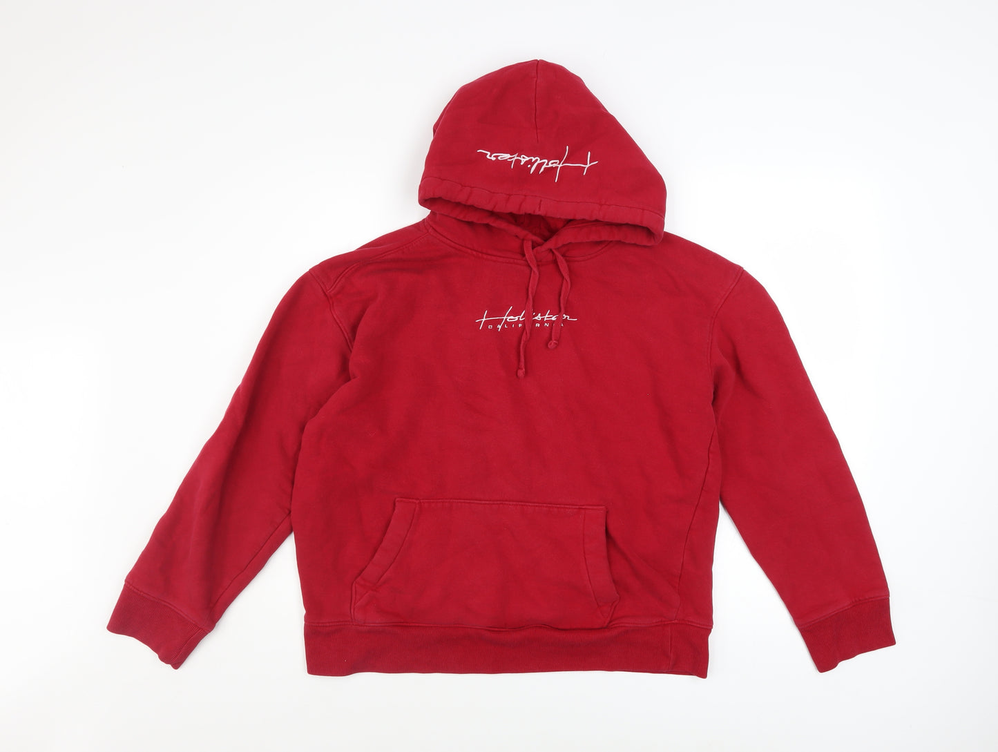 Hollister Women Red Pullover Hoodie Medium Cotton Blend Casual