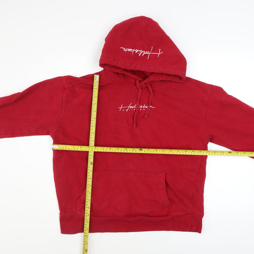 Hollister Women Red Pullover Hoodie Medium Cotton Blend Casual