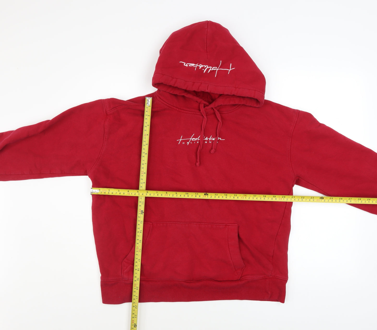 Hollister Women Red Pullover Hoodie Medium Cotton Blend Casual