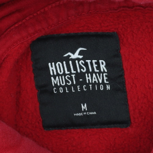 Hollister Women Red Pullover Hoodie Medium Cotton Blend Casual