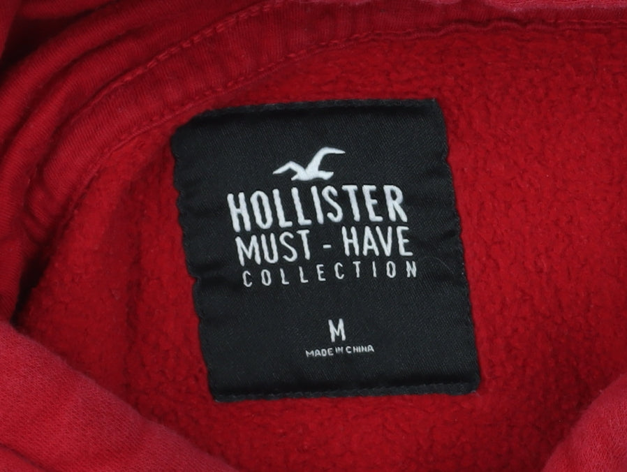 Hollister Women Red Pullover Hoodie Medium Cotton Blend Casual