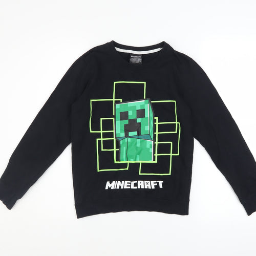 Matalan Boys Black Minecraft Creeper Pullover Sweatshirt 10 Years