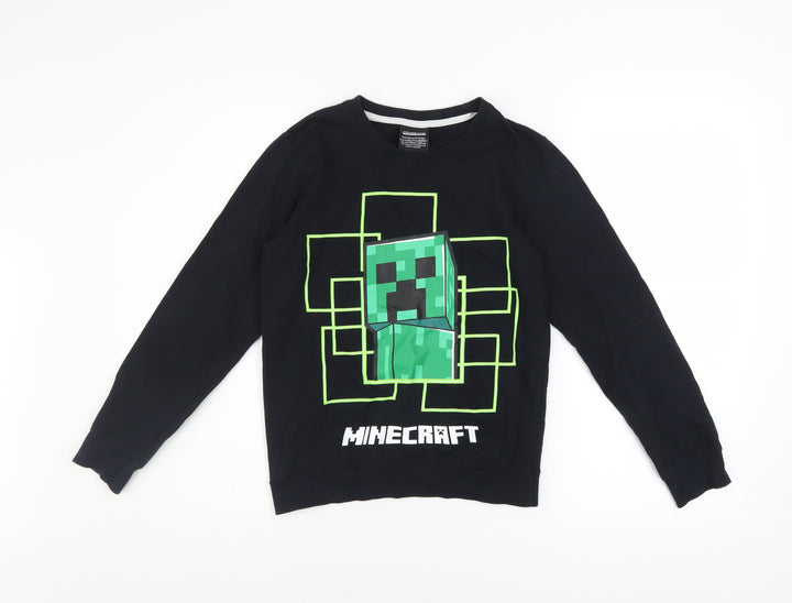 Matalan Boys Black Minecraft Creeper Pullover Sweatshirt 10 Years