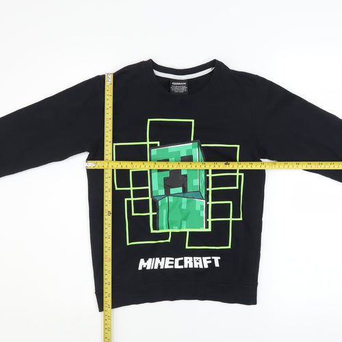 Matalan Boys Black Minecraft Creeper Pullover Sweatshirt 10 Years
