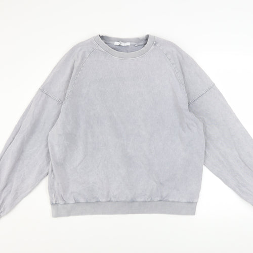 Next Women Grey Cotton Pullover Sweatshirt L Casual Relaxed Fit