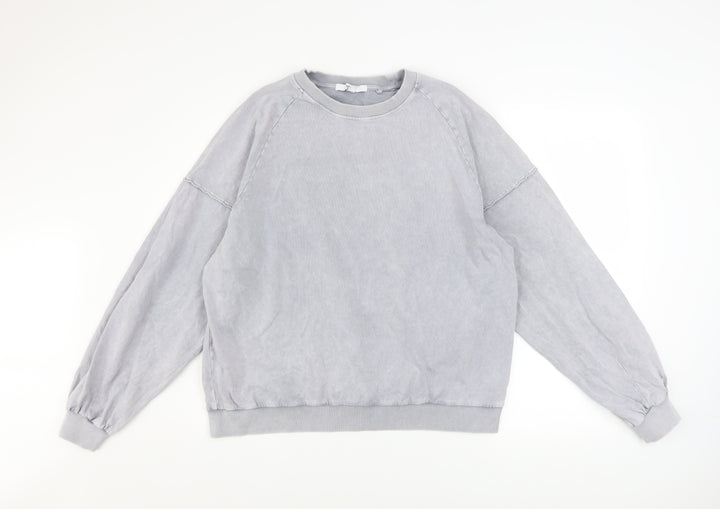 Next Women Grey Cotton Pullover Sweatshirt L Casual Relaxed Fit