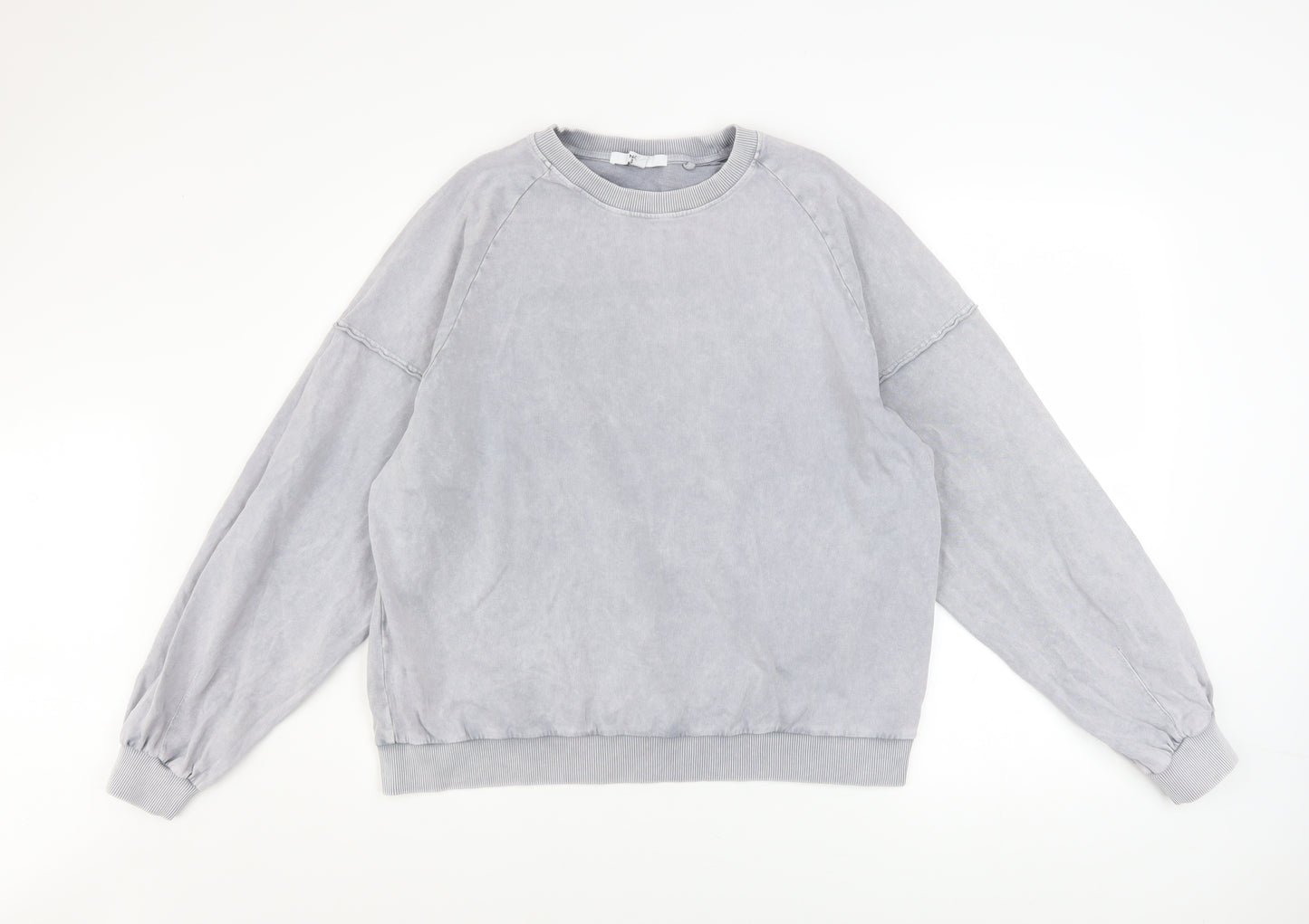 Next Women Grey Cotton Pullover Sweatshirt L Casual Relaxed Fit