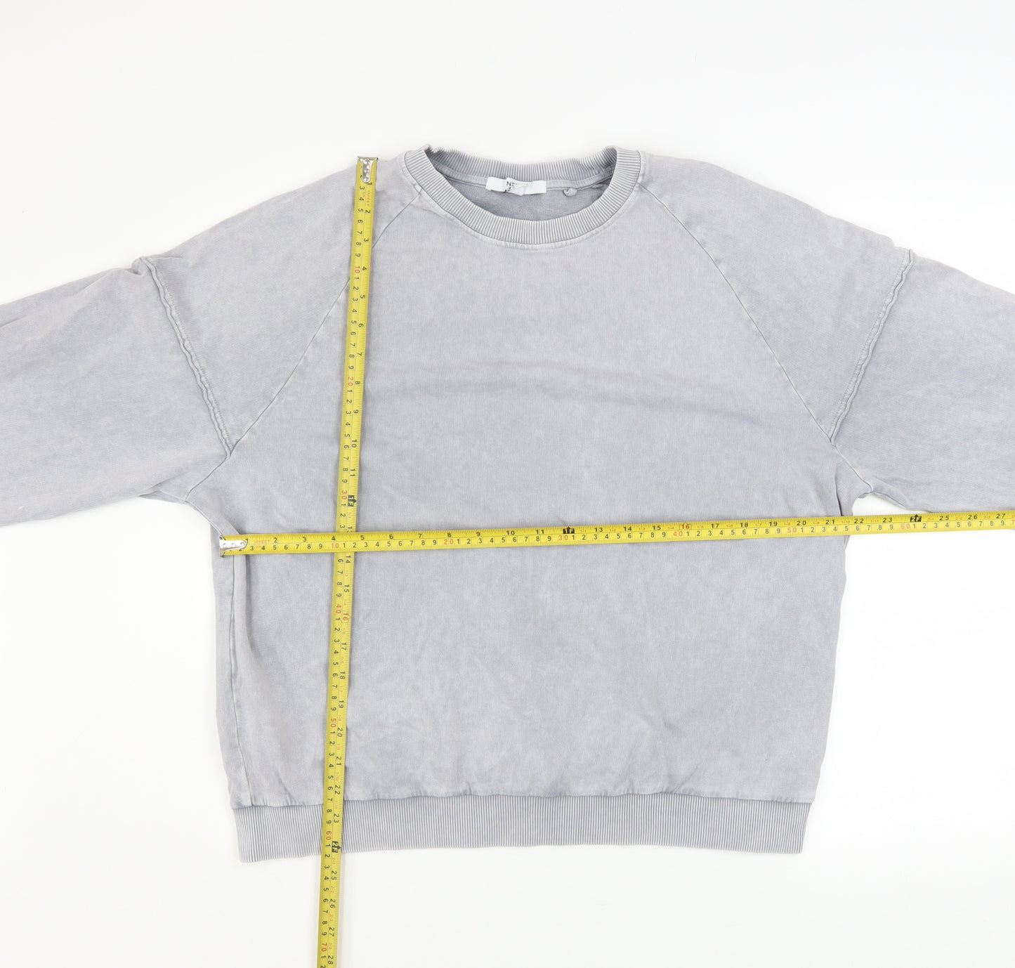 Next Women Grey Cotton Pullover Sweatshirt L Casual Relaxed Fit