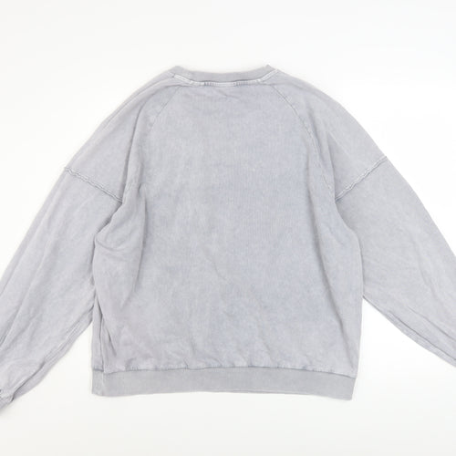 Next Women Grey Cotton Pullover Sweatshirt L Casual Relaxed Fit