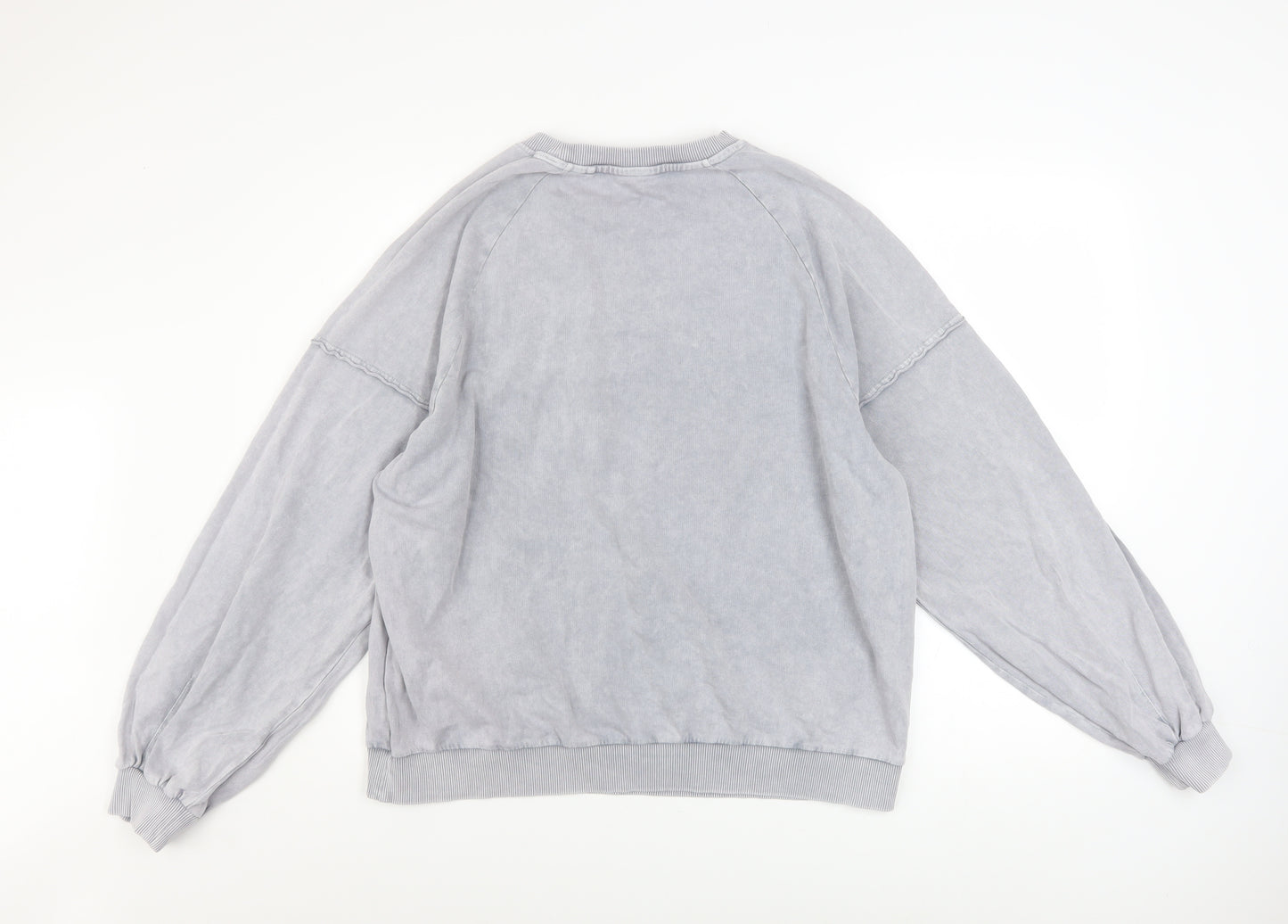 Next Women Grey Cotton Pullover Sweatshirt L Casual Relaxed Fit