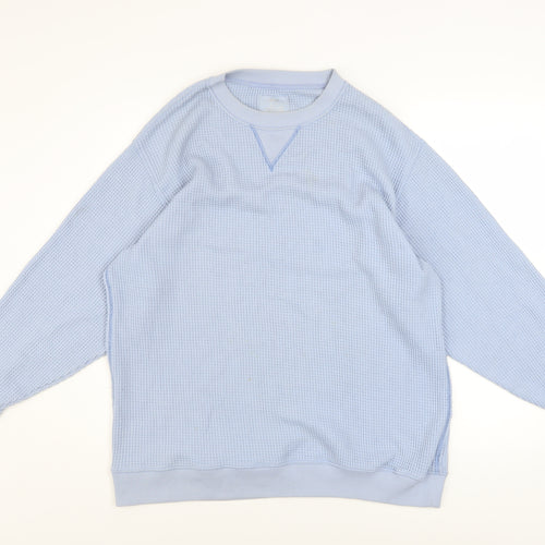 Aerie Unisex Blue M Pullover Waffle Knit Sweatshirt Crew Neck