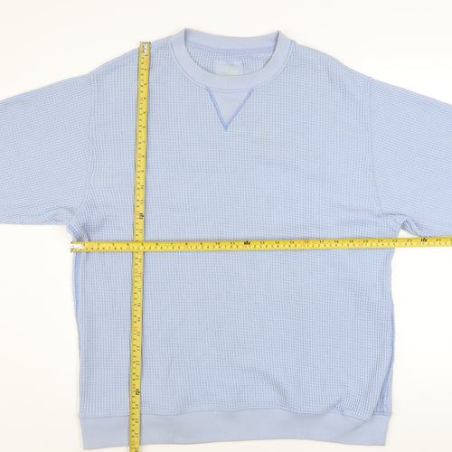 Aerie Unisex Blue M Pullover Waffle Knit Sweatshirt Crew Neck