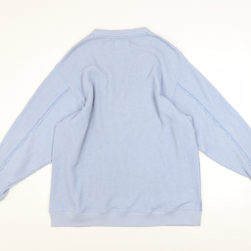 Aerie Unisex Blue M Pullover Waffle Knit Sweatshirt Crew Neck