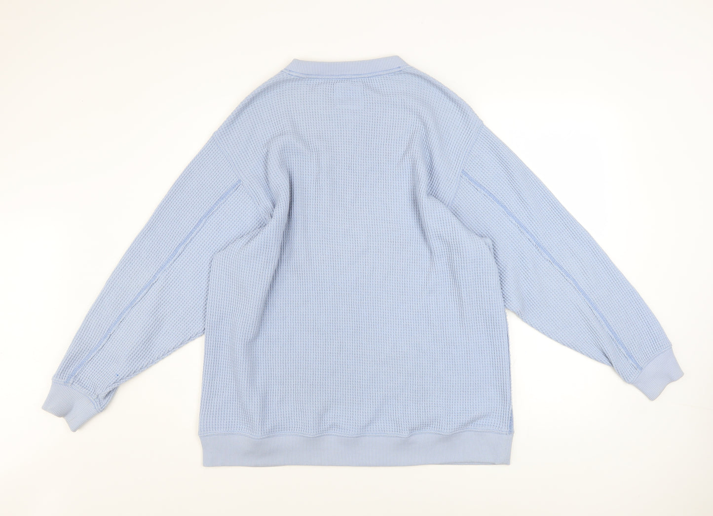 Aerie Unisex Blue M Pullover Waffle Knit Sweatshirt Crew Neck