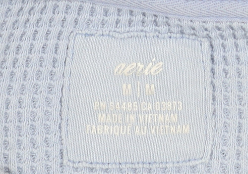 Aerie Unisex Blue M Pullover Waffle Knit Sweatshirt Crew Neck
