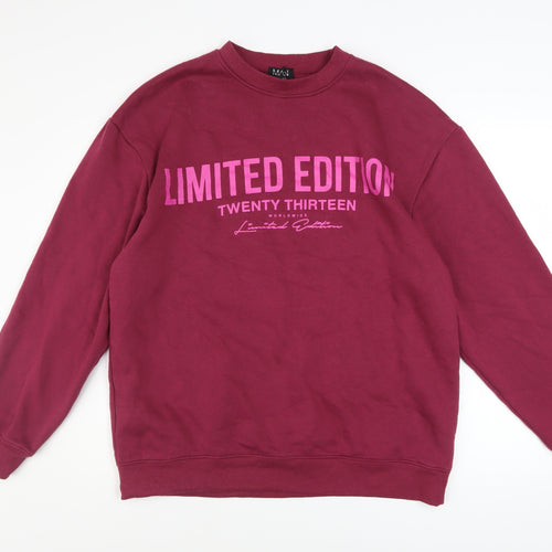 boohooMAN Men's Red XS Pullover Graphic Sweatshirt