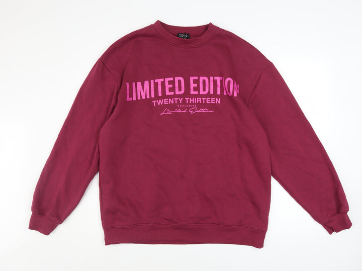 boohooMAN Men's Red XS Pullover Graphic Sweatshirt
