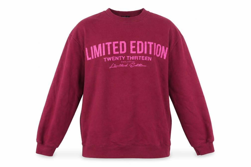 Front view of boohooMAN Men's Red XS Pullover Graphic Sweatshirt