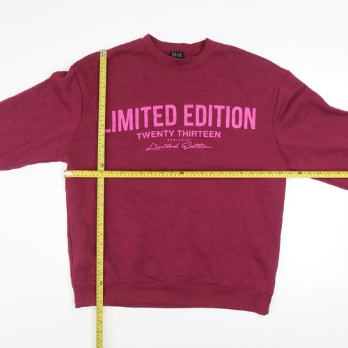 boohooMAN Men's Red XS Pullover Graphic Sweatshirt