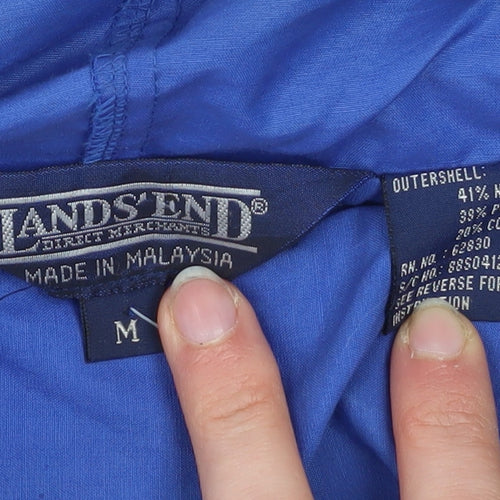 Lands' End Mens Blue Hooded Anorak Jacket Size M Regular Fit