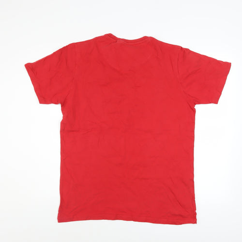 Diesel Men’s Red Cotton Crew Neck Short Sleeve T-Shirt L