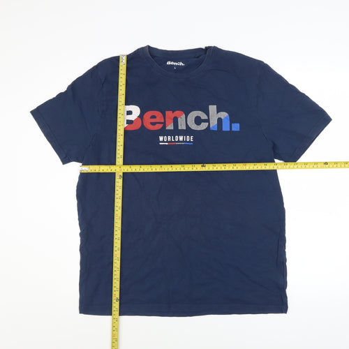 Bench Men Blue Logo Graphic Cotton Crew Neck T-Shirt Size L
