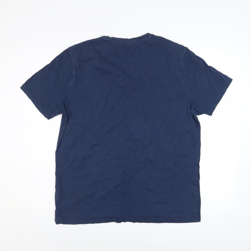 Bench Men Blue Logo Graphic Cotton Crew Neck T-Shirt Size L