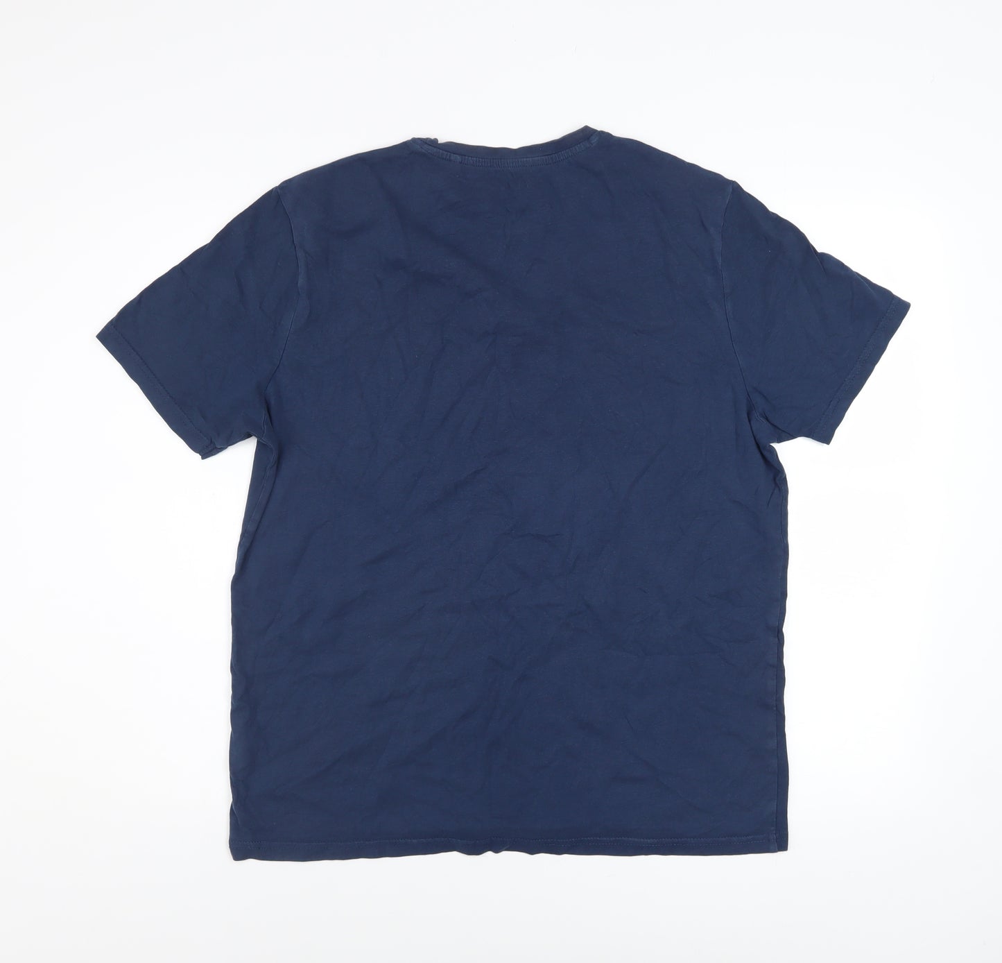 Bench Men Blue Logo Graphic Cotton Crew Neck T-Shirt Size L