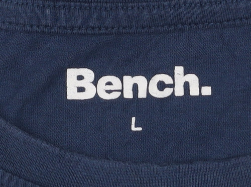 Bench Men Blue Logo Graphic Cotton Crew Neck T-Shirt Size L