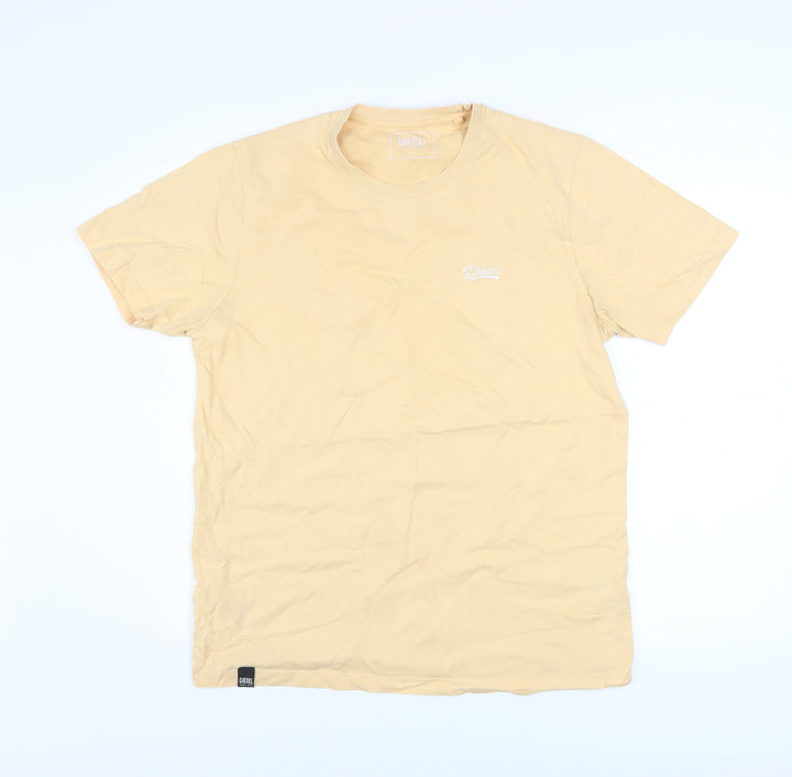 Diesel Men's Beige Cotton Crew Neck Short Sleeve T-Shirt L