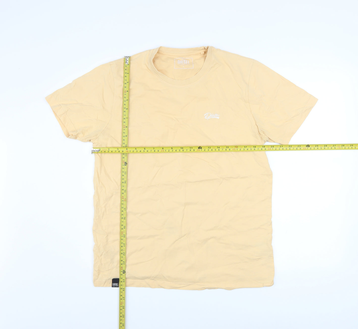 Diesel Men's Beige Cotton Crew Neck Short Sleeve T-Shirt L