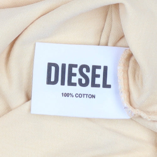 Diesel Men's Beige Cotton Crew Neck Short Sleeve T-Shirt L