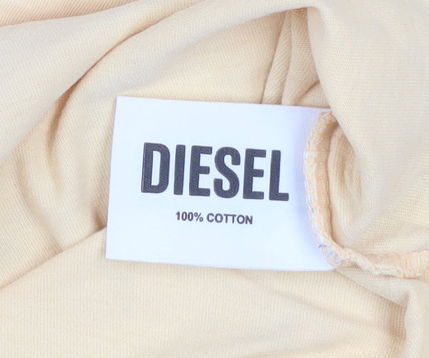 Diesel Men's Beige Cotton Crew Neck Short Sleeve T-Shirt L