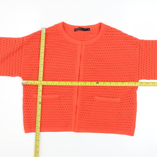 Karen Millen Women’s Orange 3/4 Sleeve Open Knit Cardigan Size 10