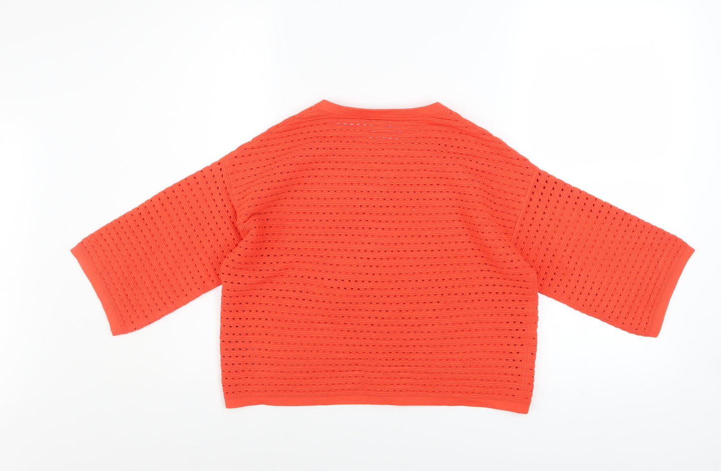 Karen Millen Women’s Orange 3/4 Sleeve Open Knit Cardigan Size 10