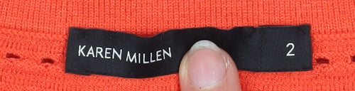 Karen Millen Women’s Orange 3/4 Sleeve Open Knit Cardigan Size 10