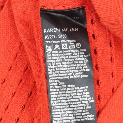 Karen Millen Women’s Orange 3/4 Sleeve Open Knit Cardigan Size 10