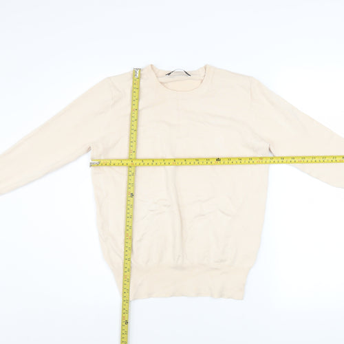 Zara Women’s Beige Crew Neck Long Sleeve Pullover Jumper Size 12