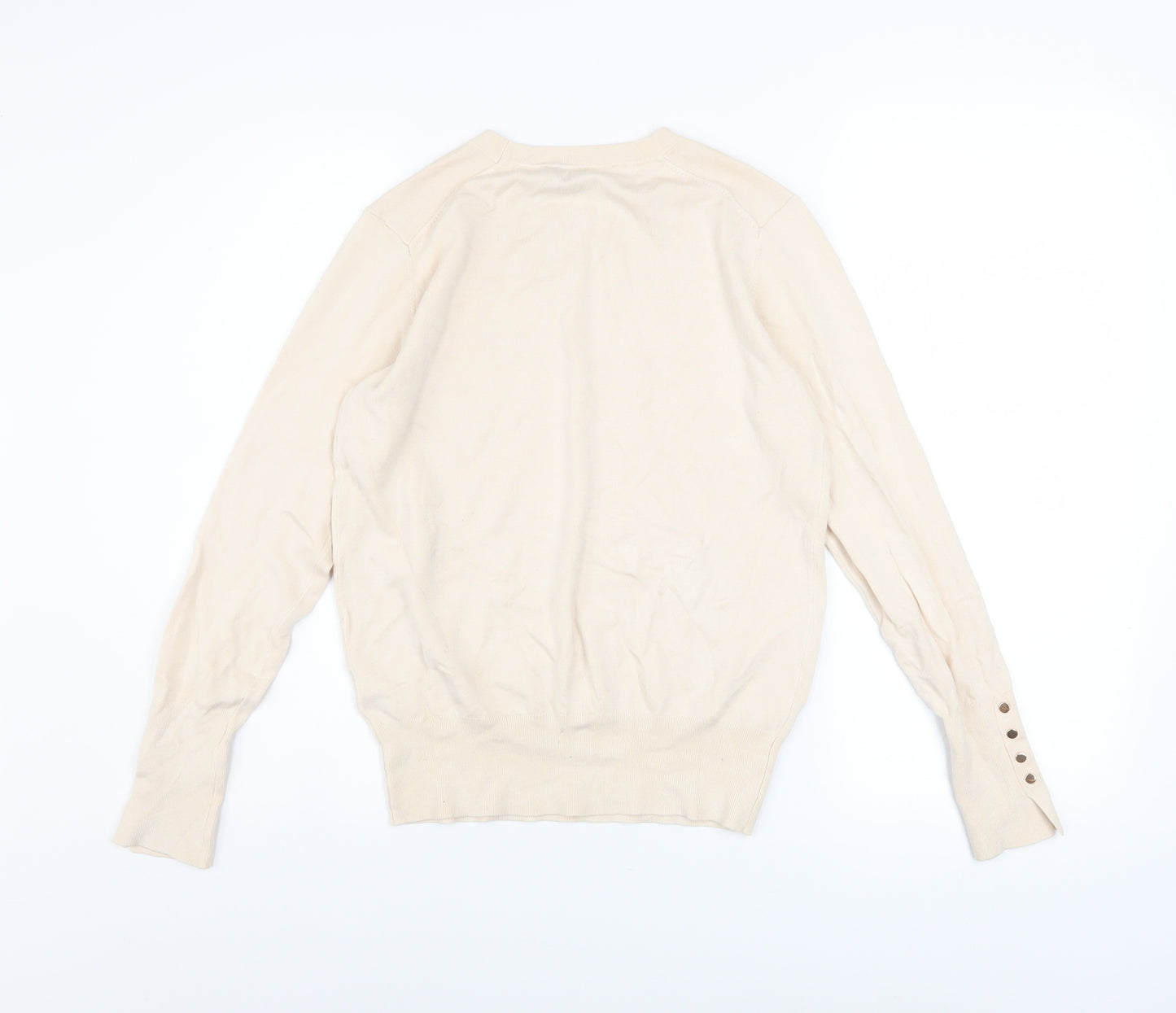 Zara Women’s Beige Crew Neck Long Sleeve Pullover Jumper Size 12