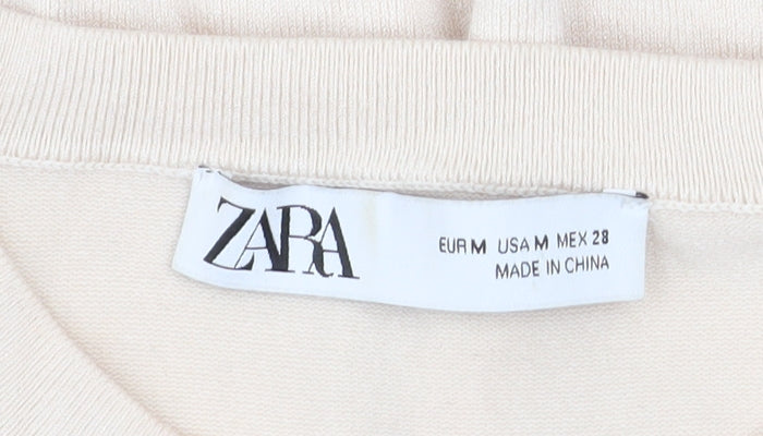 Zara Women’s Beige Crew Neck Long Sleeve Pullover Jumper Size 12
