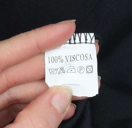 AoErDuo Women's Black Viscose Rhinestone Rose T-Shirt L/XL