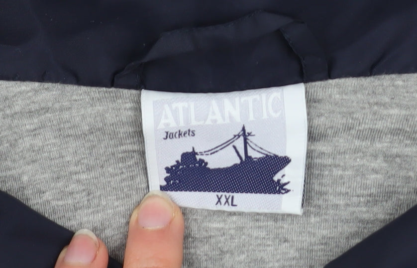 Atlantic Men's Blue 2XL Windbreaker Nylon Jacket Lightweight Casual