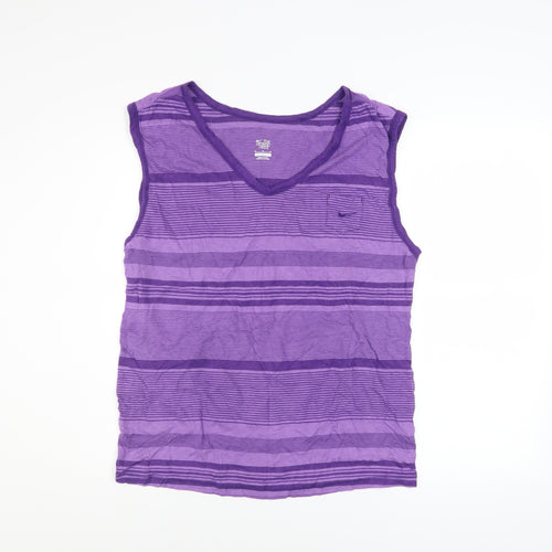 Nike Men's Purple Striped Sleeveless V-Neck Casual Top Size M