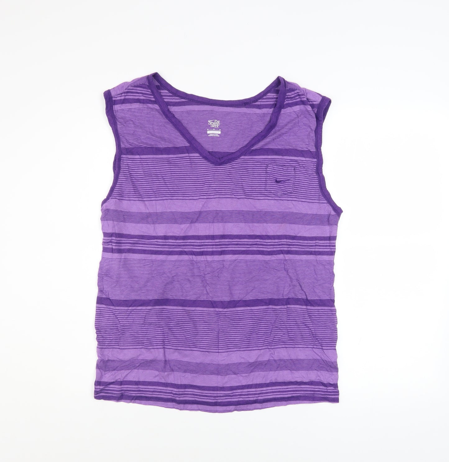 Nike Men's Purple Striped Sleeveless V-Neck Casual Top Size M
