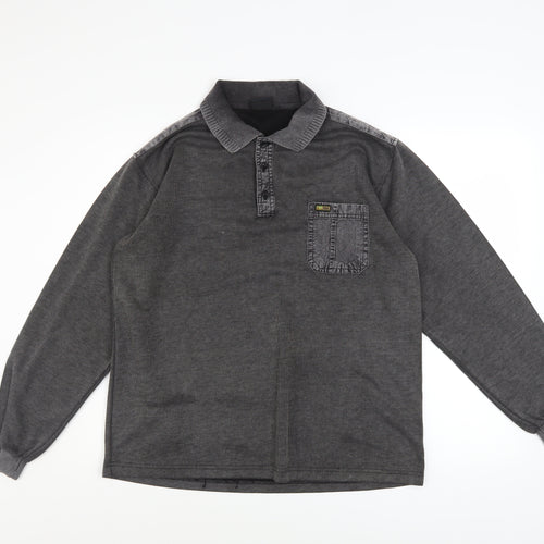 Kalamton Men's Grey Long Sleeve Collared Button-Up Shirt Size M