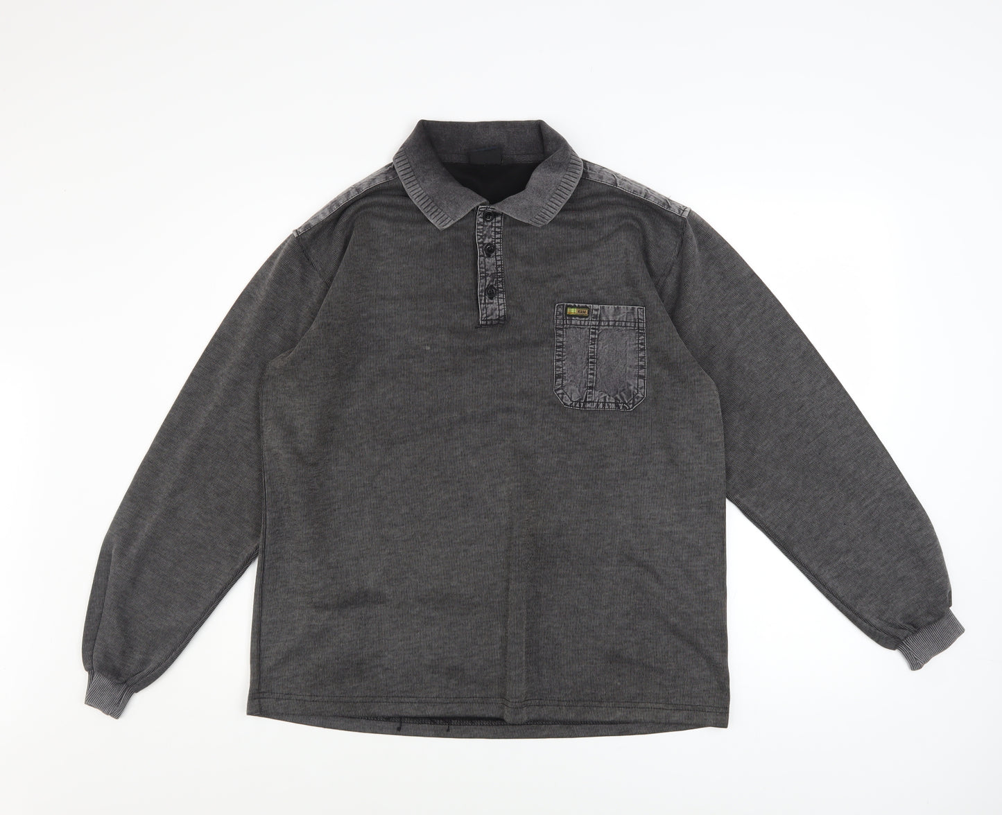 Kalamton Men's Grey Long Sleeve Collared Button-Up Shirt Size M